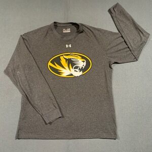 Under Armour Missouri Tigers Mizzou HeatGear Long Sleeve Shirt Mens Large Gray